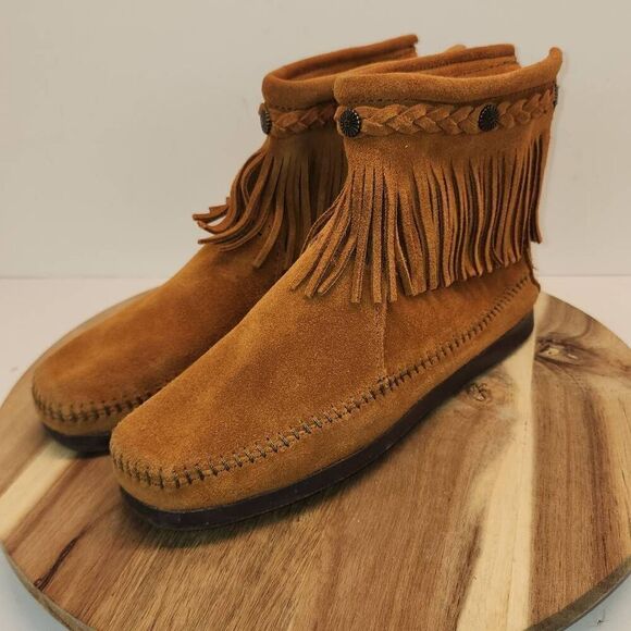 Minnetonka Back Zip Boot - Chestnut Women's Size 9.5 - Picture 6 of 10